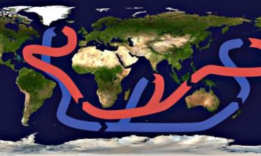 خريطة لتيارات المحيطات في العالم